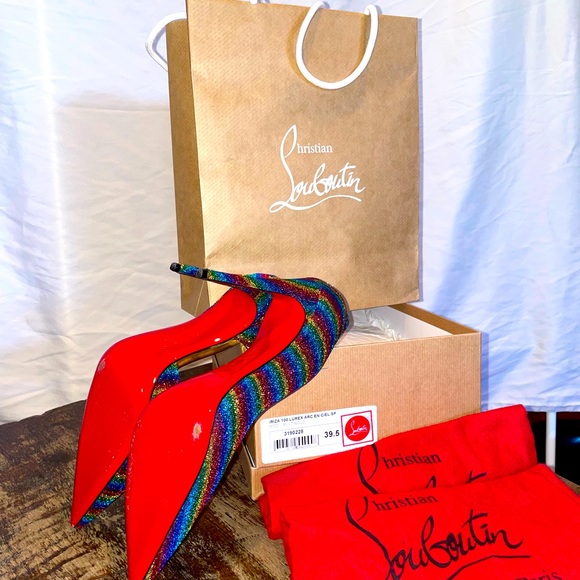 Christian Louboutin Iriza 100mm Lurex Arc En Ciel - multicolored rainbow! - Picture 4 of 7